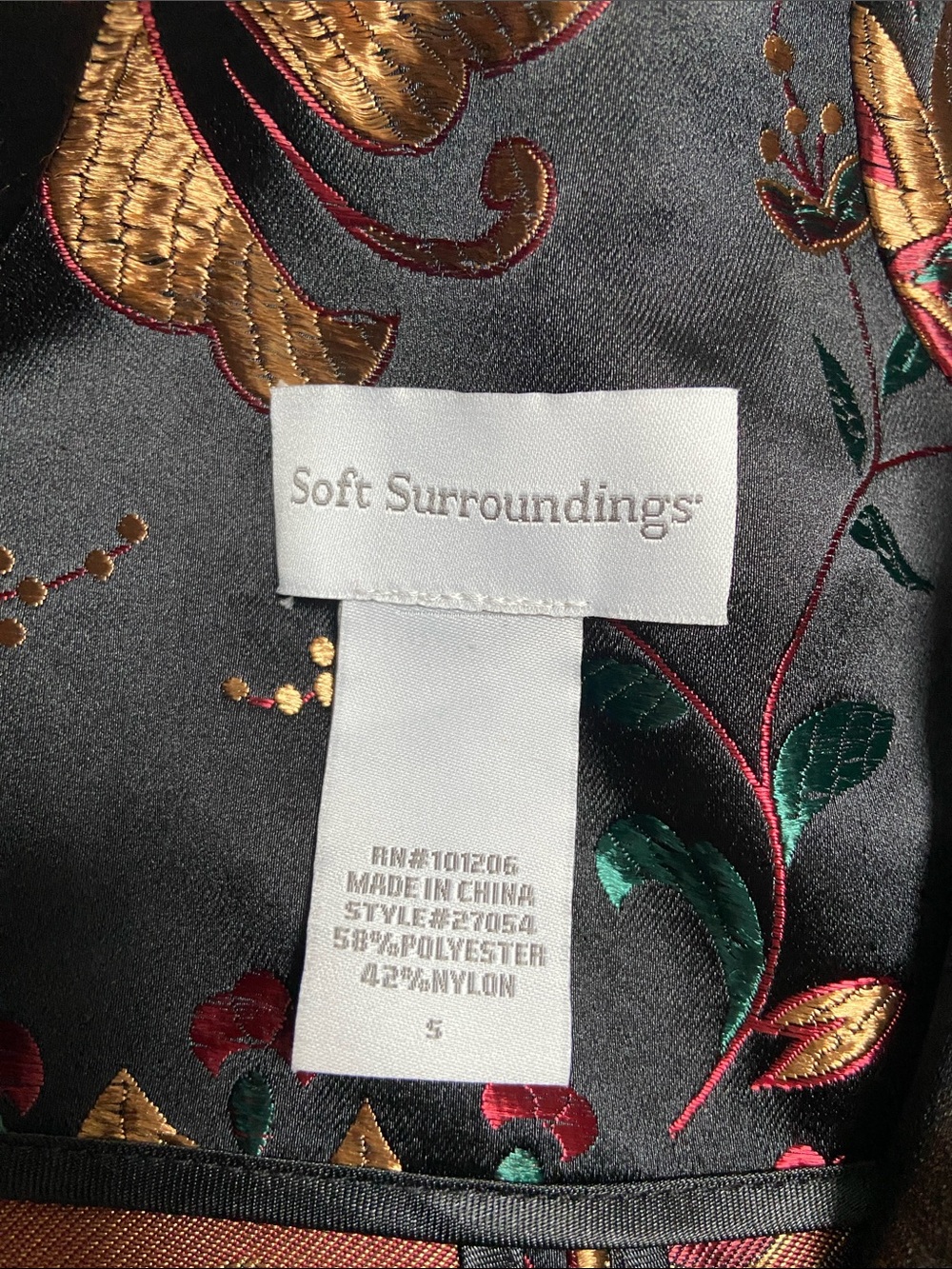 Soft Surroundings Moon Dynasty Black Satin Brocade Jacket Regencycore Baroque - Picture 5 of 10